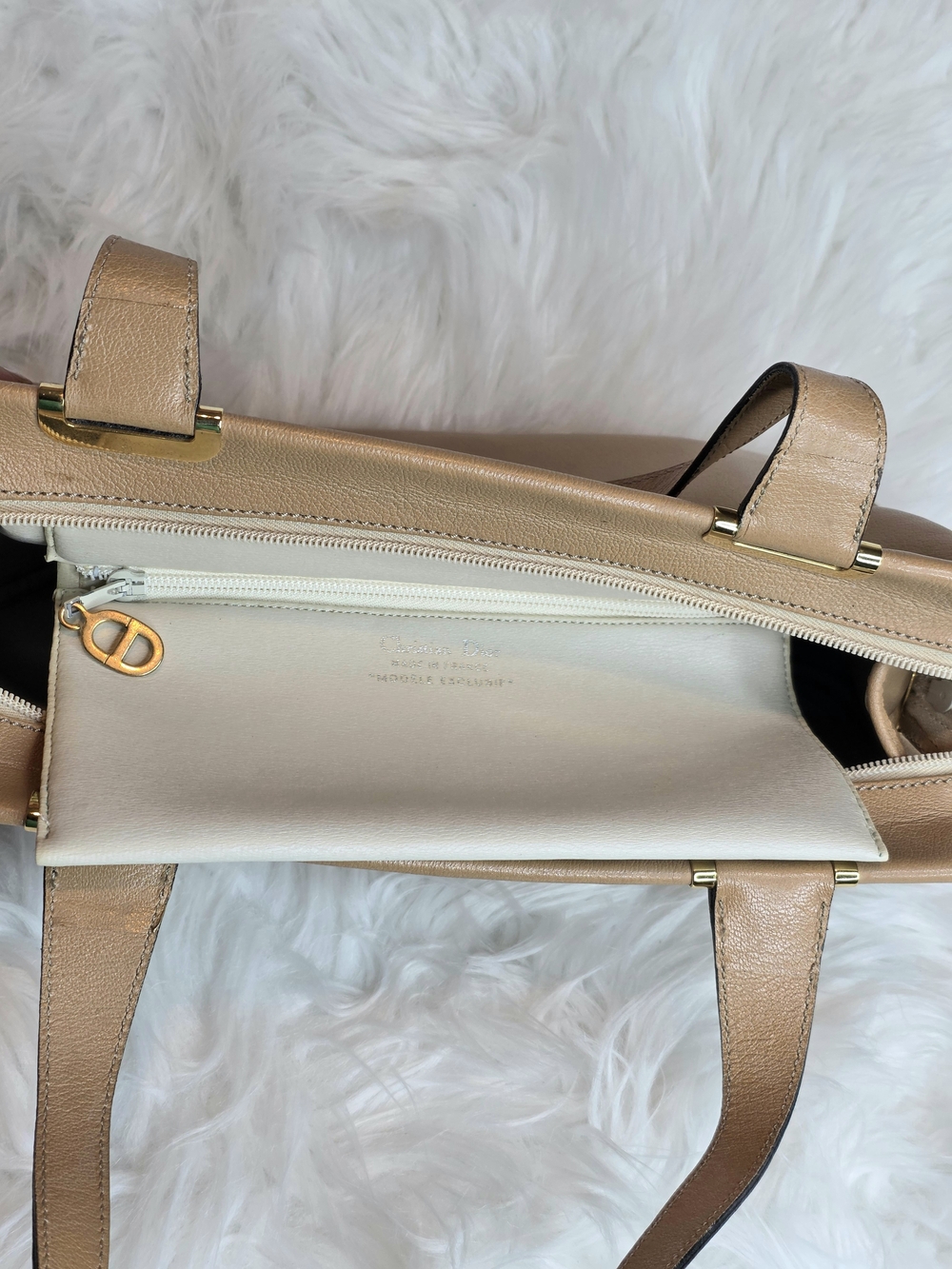 Christian Dior Vintage Tan Leather Handbag Gold Tone Hardware with COA & Dustbag - Picture 7 of 17